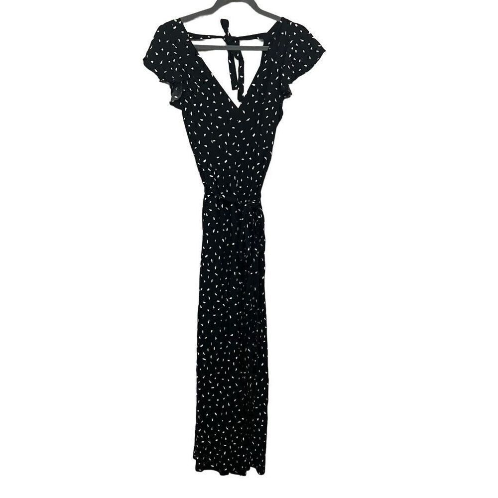 Lulus black & white fine print jumpsuit size XS